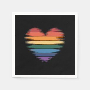 Guardanapo De Papel Arco-íris Orgulho Coração Impressão LGBT Orgulho G
