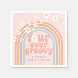 Guardanapo De Papel Arco-íris Pastel Quatro Ever Groovy 4º aniversário