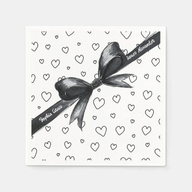 Guardanapo De Papel Arco Preto e Branco | Casamento elegante | Monocro (Frente)
