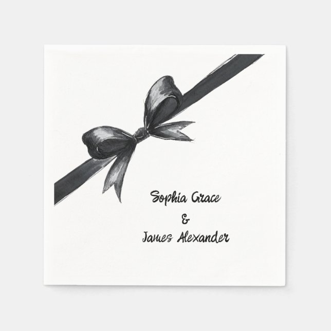 Guardanapo De Papel Arco Preto e Branco | Casamento elegante | Monocro (Frente)