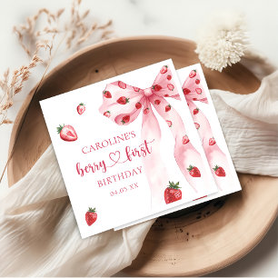 Guardanapo De Papel Arco rosa Berry First Strawberry Birthday Napkins