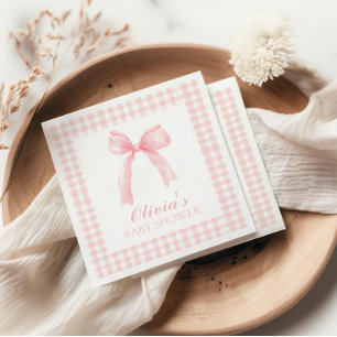 Guardanapo De Papel Arco rosa e chá de fraldas de pré-disquete gingham