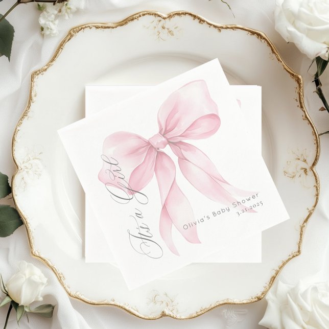 Guardanapo De Papel Arco rosa É um Chá de fraldas feminino (Criador carregado)