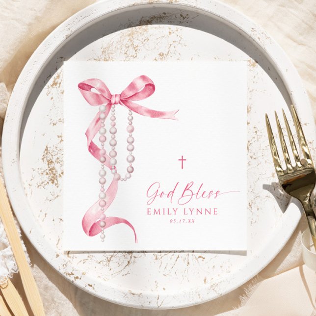 Guardanapo De Papel Arco rosa elegante e batismo rosário (Criador carregado)