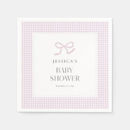 Guardanapo De Papel Arco Rosa Gingham Baby Girl Chá de fraldas Napkins