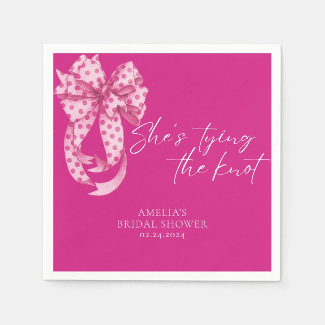 Guardanapo De Papel Arco Rosa Quente Ela Está Se Casando Chá de Noiva  (Frente)