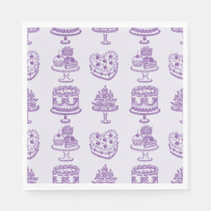 Guardanapo De Papel Arco Roxo Bolo Retro Coração Coquette do Dia dos N