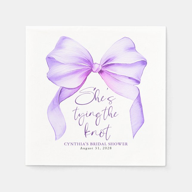 Guardanapo De Papel Arco roxo Ela é Chá de panela Casando (Frente)