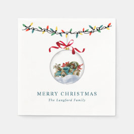 Guardanapo De Papel Arco Vermelho Elegante Feliz Natal