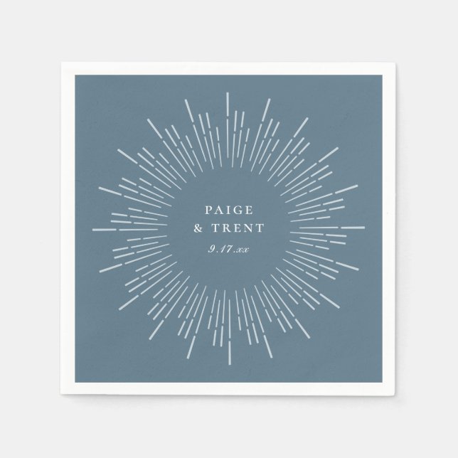 Guardanapo De Papel Armadura Moderna Sunburst Azul Pizarra (Frente)