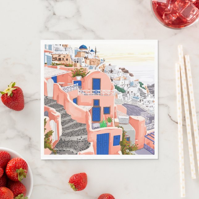 Guardanapo De Papel Arquitetura de Santorini Grécia (Insitu)