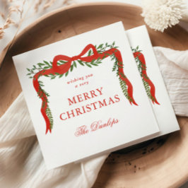 Guardanapo De Papel Arranjo de Natal com Laço de Fita Vermelha para Fe