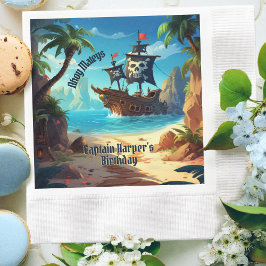 Guardanapo De Papel Arrr-some Pirate Island Ship Birthday Paper Napkin
