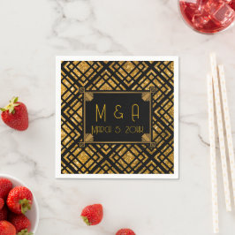 Guardanapo De Papel Art Deco Black and Dourado Wedkins Paper