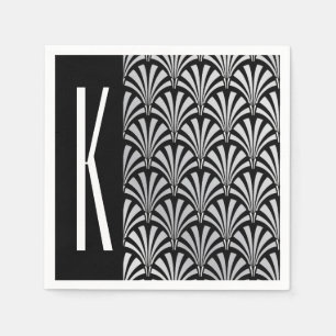 Guardanapo De Papel Art deco de prata & preto