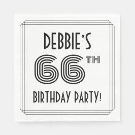 Guardanapo De Papel Art Deco Inspired 66th Birthday Party, Custom Name