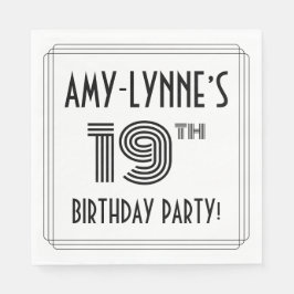 Guardanapo De Papel Art Deco Inspirou 19ª Festa de aniversário, Nome P