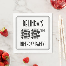 Guardanapo De Papel Art Deco Inspirou 88ª Festa de aniversário, Nome P