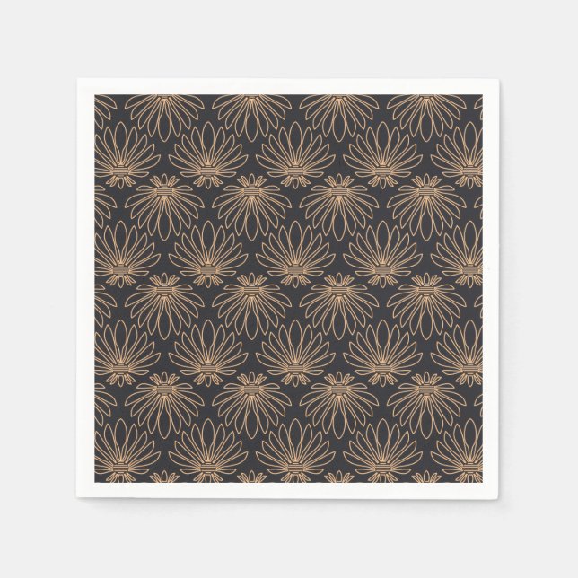 Guardanapo De Papel Art Deco pattern with gold floral motifs  (Frente)