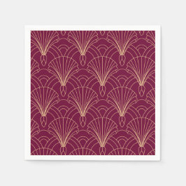 Guardanapo De Papel Art Deco pattern with gold geometric fan motifs 