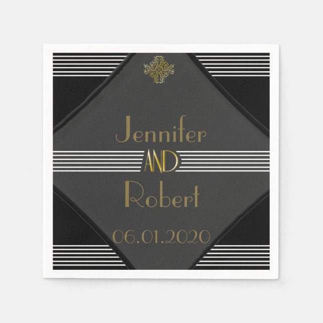 Guardanapo De Papel Art Deco Posh Wedding Napkin (Frente)
