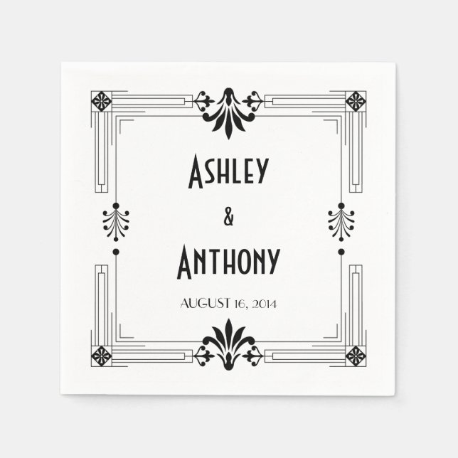 Guardanapo De Papel Art Deco Roaring 20s Noiva Casamento (Frente)