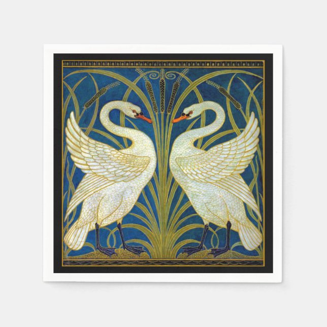 Guardanapo De Papel Art Deco Swans Mouse Pad (Frente)