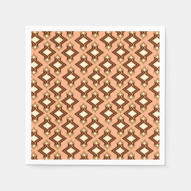 Guardanapo De Papel Art Deco Wallpaper Padrão, Coral e Brown (Frente)