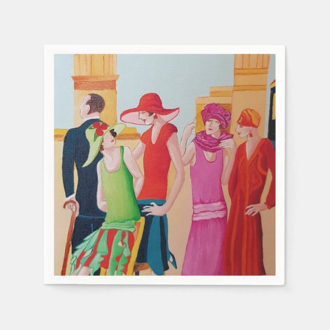 Guardanapo De Papel Art Deco Women Oil Painting (Frente)