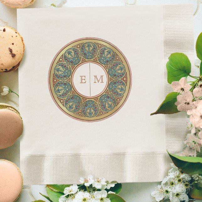 Guardanapo De Papel Art Nouveau Mucha Monograma Iniciais Champanhe Dou (Criador carregado)