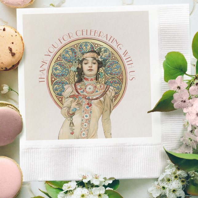 Guardanapo De Papel Art Nouveau Mucha Sarah Bernhardt Champagne Dourad (Criador carregado)