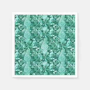 Guardanapo De Papel Art Nouveau Peacock Impressão, Turquoise e Aqua
