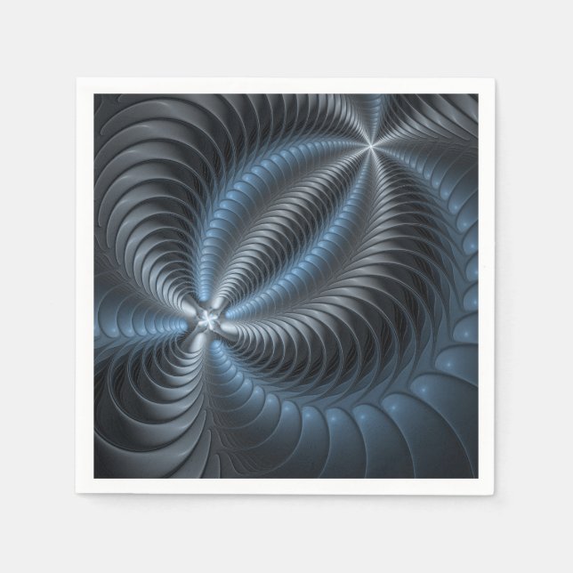 Guardanapo De Papel Arte abstrata moderna fractal azul plástico 3D (Frente)