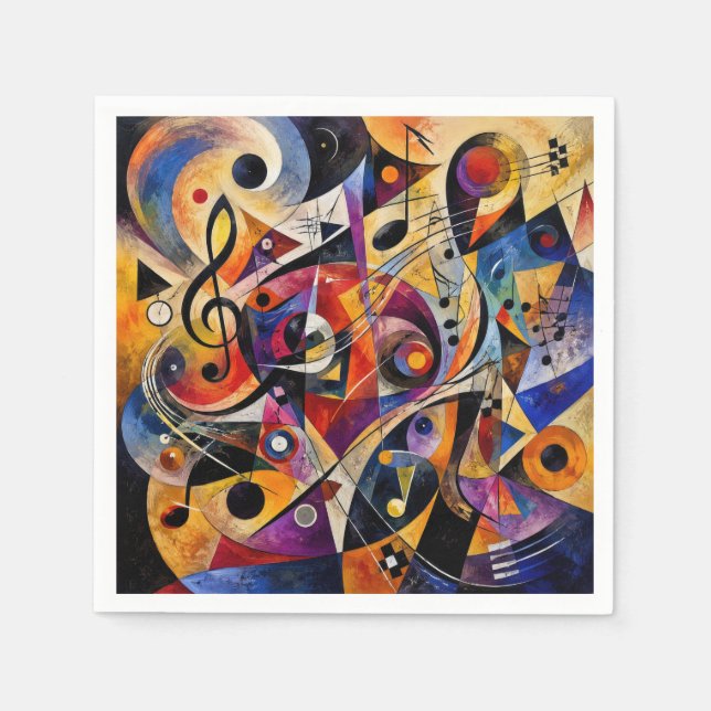 Guardanapo De Papel Arte Abstrata Musical Estilo Kandinsky  (Frente)