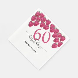 Guardanapo De Papel Arte de Aquarela de Framboesa Rosa em Caligrafia d