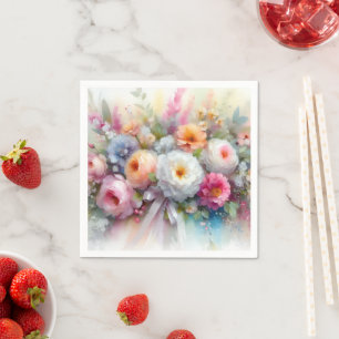 Guardanapo De Papel Arte de Aquarela Flores Elegantes