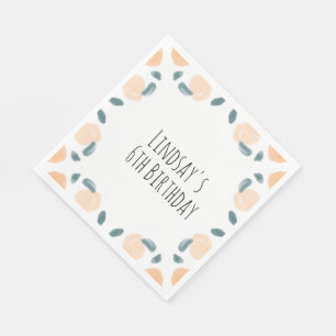 Guardanapo De Papel Arte de Borda de Aniversário de Fruta Pêssego Aqua