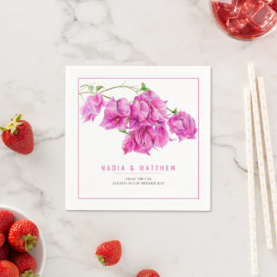Guardanapo De Papel Arte de casamento de cor aquosa roxa-de-rosa Bouga