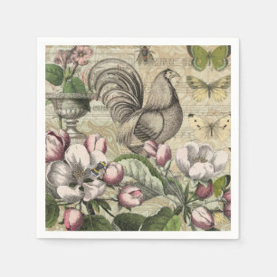 Guardanapo De Papel Arte de Colagem de Jardim com Galo Vintage: País F