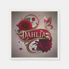 Guardanapo De Papel Arte de Flor de Dália Vermelha Elegante