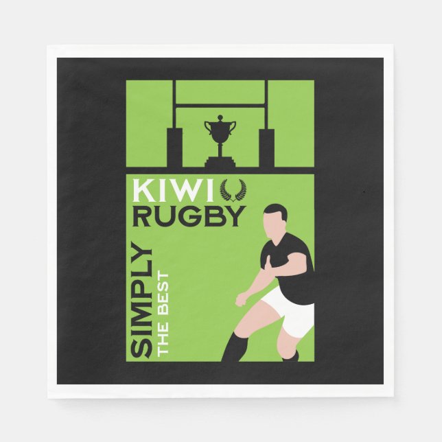 Guardanapo De Papel Arte de Jogadores de Rugby Kiwi NZ (Frente)