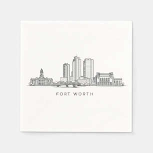 Guardanapo De Papel Arte de Linha da Silhueta Minimalista de Fort Wort