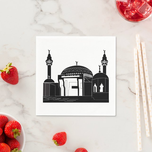 Guardanapo De Papel Arte de Linha de Arquitetura de Mesquita Minimalis (Criador carregado)