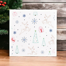 Guardanapo De Papel Arte de Linha de Cores Moderna de Natal Minimalist