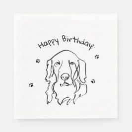 Guardanapo De Papel Arte de Linha de Retriever de Ouros Personalizável