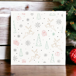 Guardanapo De Papel Arte de Linha do Tema de Natal Moderno Minimalista