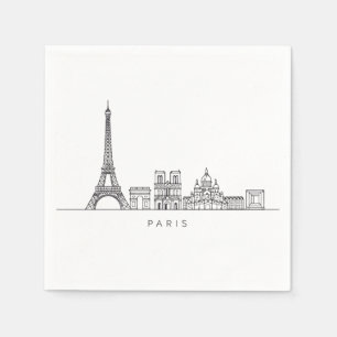 Guardanapo De Papel Arte de Linha Minimalista da Silhueta de Paris