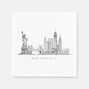 Guardanapo De Papel Arte de Linha Minimalista do Horizonte de Nova Yor