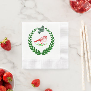 Guardanapo De Papel Arte de Saudação das Temporadas com Grinalda de Az