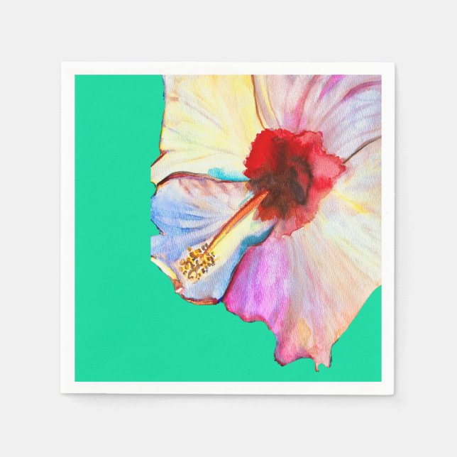 Guardanapo De Papel Arte de tulipas de aquarela rosa (Frente)